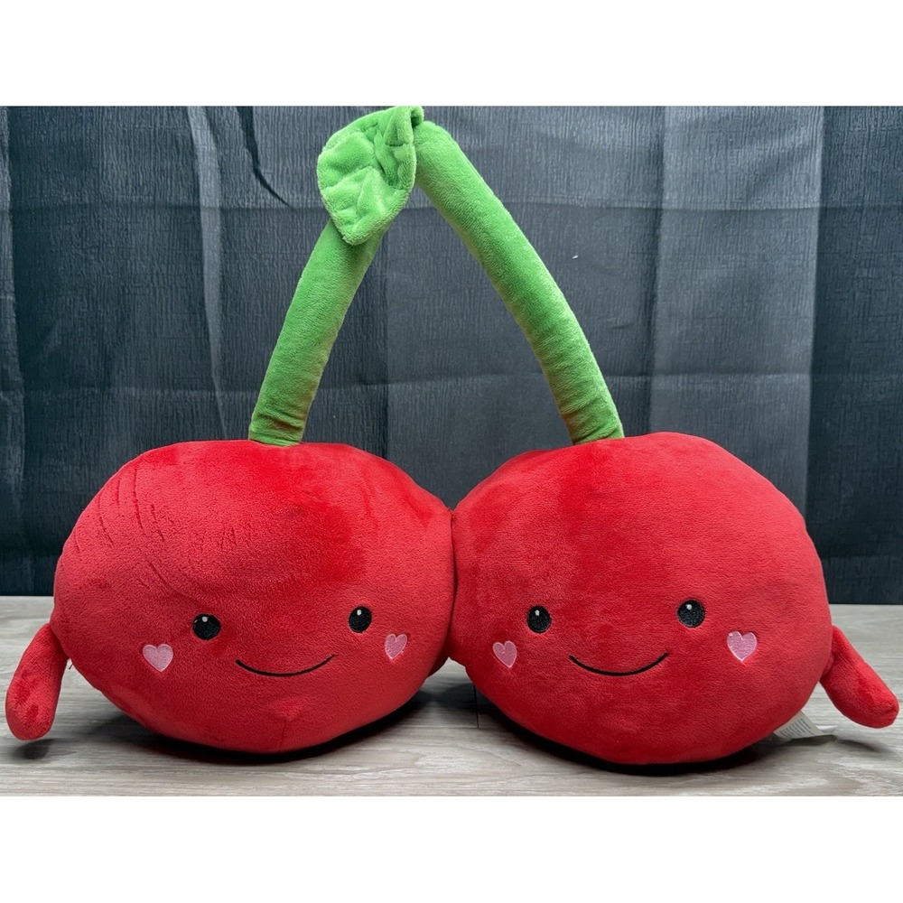 Valentine's Day Hug Me Plush Cherries 15" Red‎ Cherry w/ Heart Cheeks Walgreens